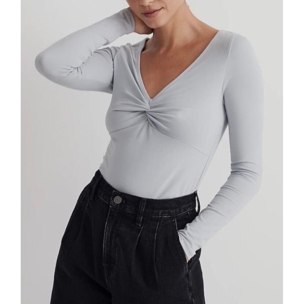 Madewell‎ Twist Front Long Sleeve Tee Shirt Solstice Blue Soft Knit Women's S